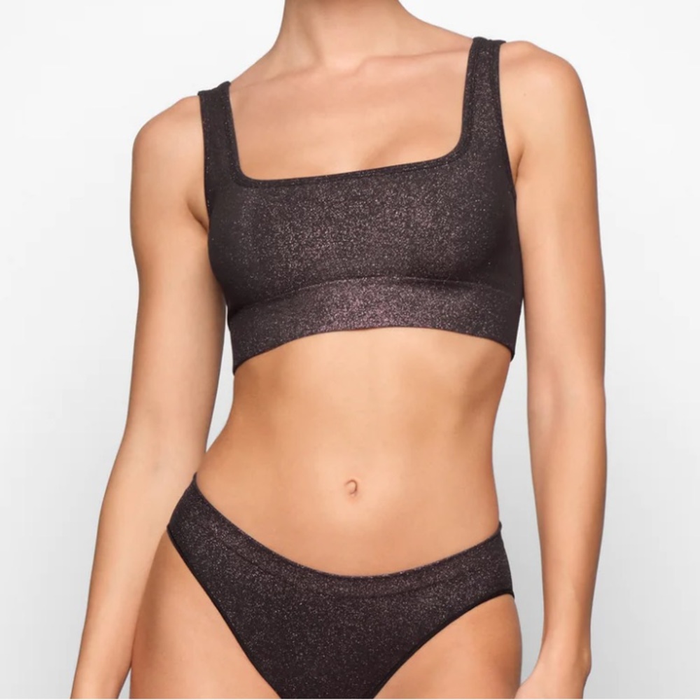 NWT SKIMS SOFT SMOOTHING SHINE SCOOP NECK BRALETTE | Eclipse | XL